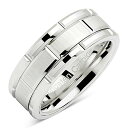 【中古】【未使用・未開封品】100S JEWELRY タングステンリング メンズ 結婚指輪 ホワイトゴールド レンガ模様 ロジウムメッキ サイズ8-16