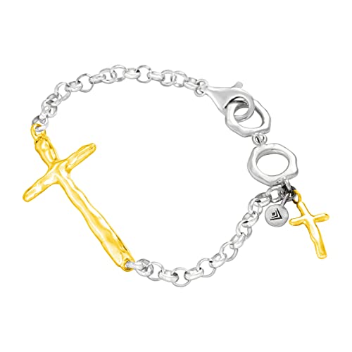楽天AJIMURA-SHOP【中古】【未使用・未開封品】Silpada「in Good Faith」スターリングシルバー&14Kゴールドメッキクロスリンクブレスレット 8.25インチ
