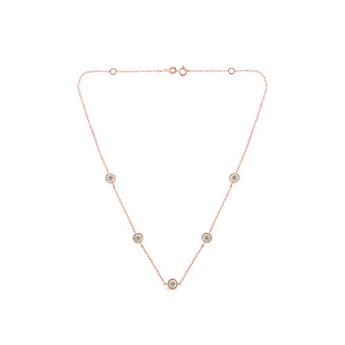 【中古】【未使用・未開封品】ローズメッキ スターリングシルバー ダイヤモンド ステーションネックレ..