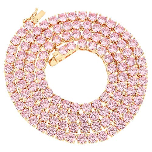 【中古】【未使用・未開封品】Bling Bling NY ユニセックス ローズゴールド仕上げ 1列 テニスネックレ..