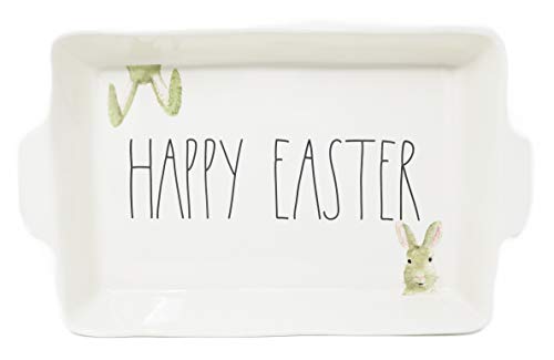 【中古】【未使用・未開封品】Rae Dunn Magenta HAPPY EASTER セラミックLL 10 x 15インチ うさぎのアイコンアート