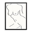 抽象的な女性の体型壁装飾アートプリントポスター - 女性1ラインシルエット - フレームなし モダン ブラック ホワイト ミニマリストアートワーク