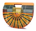 【中古】【未使用・未開封品】ファッションバンブーハンドバッグハンドメイドウーブンビーチバッグ(マルチカラー)(4)
