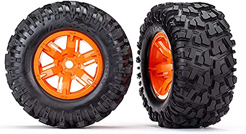 【中古】【未使用 未開封品】Traxxas TRA7772T タイヤ ホイール 組み立て 接着済み(X-Maxxオレンジホイール タイヤのMaxx フォームインサート)。