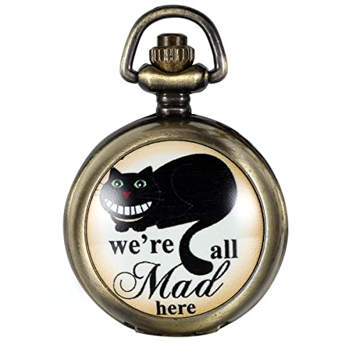 【中古】【未使用・未開封品】JewelryWe ヴィンテージ懐中時計 レトロ We are All Mad Here ポケットロケット クォーツウォッチ ペンダントネックレス 30.7インチチェーン バ