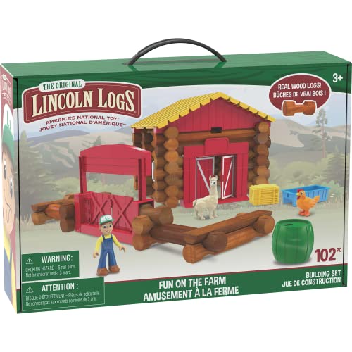 【中古】【未使用・未開封品】LINCOLN LOGS ? Fun On The Farm ? 102パーツ ? 本物の木製丸太 ? 対象年齢3歳以上 ? 最高のレトロビルディングギフトセット ? クリエイテ