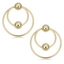 【中古】【未使用・未開封品】Kooljewelry 14K イエローゴールド グラデーション サークル&ビーズ ドロップ イヤリング