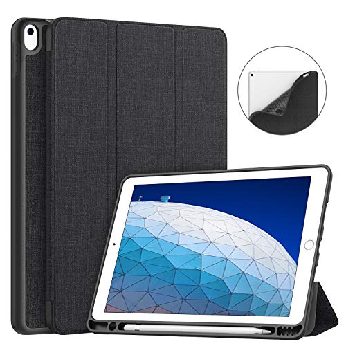 【中古】【未使用・未開封品】Soke iPad Air 3 ケース 2019 ペンシルホルダー付き プレミアムスマートケース 強力保護 自動スリープ/ウェイク機能 超スリムソフトTPUバックカ