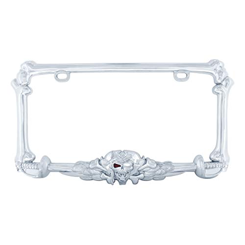 【中古】【未使用・未開封品】United Pacific Pirate Skull and Sword ナンバープレートフレーム クローム