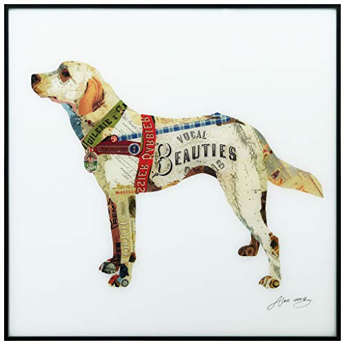 【中古】【未使用・未開封品】Empire Art Direct ラブラドールレトリバー ウォールアート リバースプリントガラス 陽極酸化アルミニウムブラックフレーム 現代的 すぐに掛けら