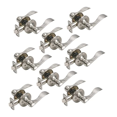 【中古】【未使用・未開封品】Design House 700492 Springdale 2ウェイ 調節可能 プライバシードアハンドル サテンニッケル 8 Pack 190876 8