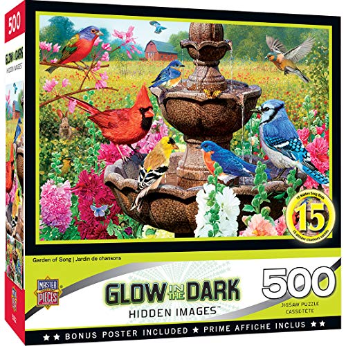 MasterPieces 暗闇で光るジグソーパズル 500ピース 大人、家族、子供向け - 歌の庭 - 15インチx21インチ