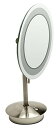 【中古】【未使用 未開封品】ALFI brandABM9FLED-BN Brushed Nickel Tabletop Round 9 5x Magnifying Cosmetic Mirror with Light