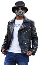 【中古】【未使用・未開封品】Brando メンズ オートバイ ロック パンク スパイクスタッド オートバイ ブラック バイカーレザージャケット US サイズ: ...