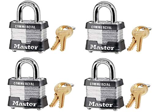 DELL - 【中古】【未使用・未開封品】Master Lock 3KA-3210 1-1/2インチ ラミネート加工 同一鍵南京錠 - 数量4