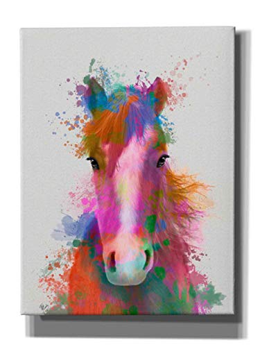【中古】【未使用 未開封品】Epic Graffiti Horse Portrait 2 レインボースプラッシュ ジークレーキャンバスウォールアート 18インチ x 26インチ ピンク