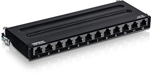 TRENDnet 12-Port Cat6A Shielded Wall Mount Patch Panel, 1000BASE-T / 10GBASE-T Support, Wall mounting Options, Compatible with cat5e, c