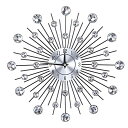 【中古】【未使用・未開封品】AUNMAS 壁時計 キラキラ光るメタリックシルバー 花型 壁時計 リビングルーム オフィス用 (1)