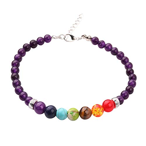 【中古】【未使用・未開封品】REEBOOOR チャクラ アンクレット ブレスレット ヨガギフト 7チャクラ アンクレット ボーホー ジュエリー アメジスト ヒー...