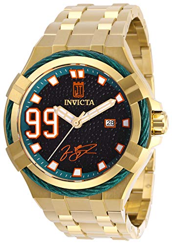 楽天AJIMURA-SHOP【中古】【未使用・未開封品】Invicta Men's Jason Taylor Gold-Tone Steel Bracelet & Case Automatic Black Dial Analog Watch 28526