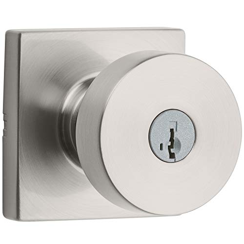 【中古】【未使用・未開封品】Kwikset 97402-857 Pismo 鍵付きエントリー 正方形 モダン ドアノブ サテンニッケル