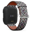 【中古】【未使用・未開封品】Fitbit Versa、Versa 2、Versa LITEと互換性あり - クイックリリースレザーリストバンドブレスレット交換用アクセサリーバンド - 格子縞ピクセル(2)