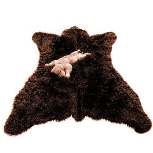 【中古】【未使用 未開封品】PlushFurEver Grizzly Bearskin フェイクファーラグ 58インチ x 72インチ チョコレートブラウン