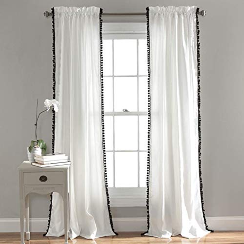 Pom Pom Window Panel Single Black 50x95+2