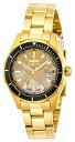 【中古】【未使用・未開封品】Invicta Women's 28645 Pro Diver Quartz 3 Hand Gold Dial Watch