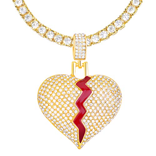 【中古】【未使用・未開封品】Metaltree98 メンズ アイスアウト ゴールドトーン ブロークンハートペン..