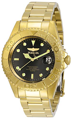 楽天AJIMURA-SHOP【中古】【未使用・未開封品】Invicta Men's Pro Diver Gold-Tone Steel Bracelet & Case Quartz Black Dial Analog Watch 29939