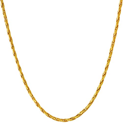 【中古】【未使用・未開封品】LIFETIME JEWELRY 2mm ツイスター織りチェーンネックレス 男女兼用 24Kゴールドメッキ, 金属,