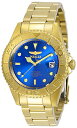 yÁzygpEJizInvicta Men's Pro Diver Gold-Tone Steel Bracelet & Case Quartz Blue Dial Analog Watch 29940