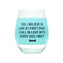 【中古】【未使用・未開封品】First Sight I Fall In Love With Every Dog I Meet On Lime グリーン 16オンス クリアワイングラス