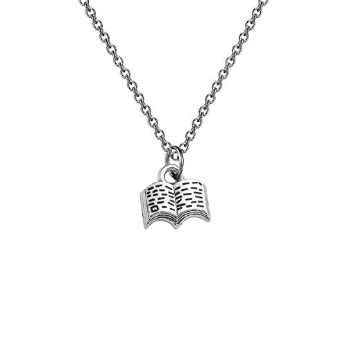 【中古】【未使用・未開封品】本好き ネックレス 本 ペンダント ネックレス 読書 ジュエリー 本 クラブ ギフト 読書 恋人 贈り物 図書館員 ギフト 本虫, ステンレス鋼, NA 宝