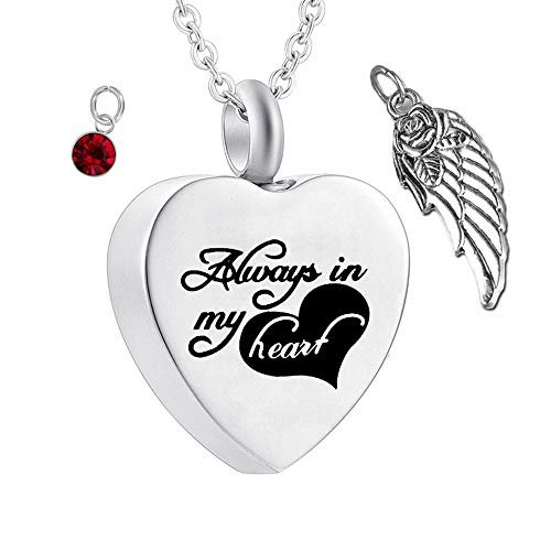 【中古】【未使用・未開封品】misyou 遺灰用骨壺ネックレス I Love You to The Moon and Back ハートネックレス 12個 誕生石 形見 ペンダント 天使の翼 チャーム ジュエリー 2