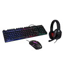 【中古】【未使用 未開封品】RGB PC Gaming Accessories Combo Kit - USB Spill Proof Keyboard Wired Gaming Mouse 3 Button Optical Mouse - Stereo Gaming Headset Dual