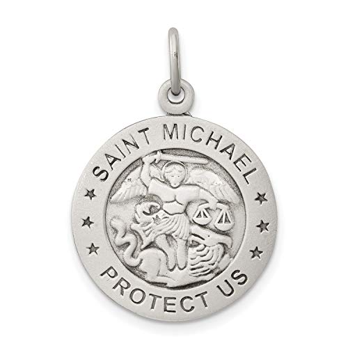 Saint Michael Protect Us Words アメリカ海兵隊ペニーサイズチャーム 925スターリングシルバー 26x20mm