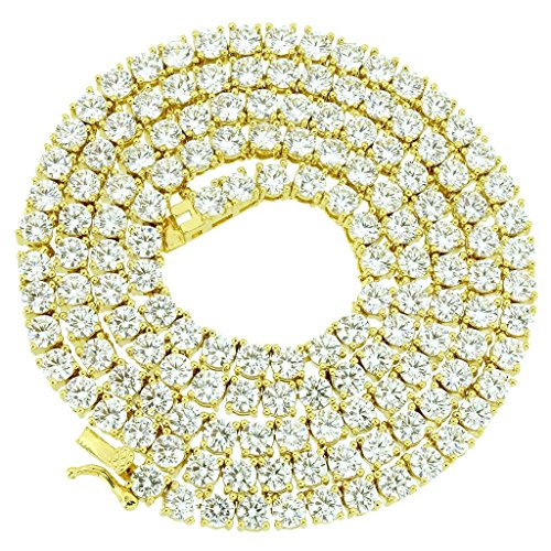 Garnet - 【中古】【未使用・未開封品】Bling Bling NY ユニ 4mm 1列 キュービックジルコニア 本物のソリッド925スターリングシルバー テニスチェーン 14Kゴールドメッキ ロジウムメッ