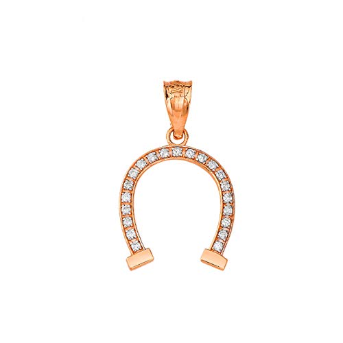 【中古】【未使用・未開封品】認定14Kゴールド ラッキーダイヤモンド 蹄鉄チャームペンダント