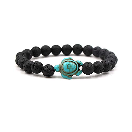 【中古】【未使用・未開封品】Caiyao 8mm ターコイズ ウミガメ ビーズ ブレスレット 伸縮性 ストレッチ..