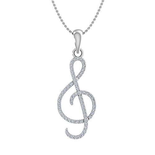 【中古】【未使用・未開封品】1/5カラットダイヤモンド音符ペンダントネックレス 10Kゴールド (シルバーチェーン付属)