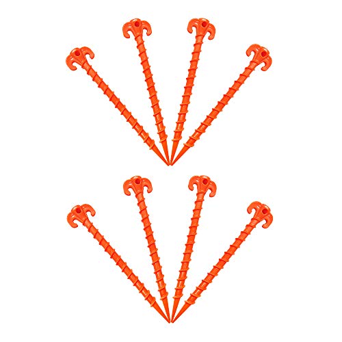 【中古】【未使用・未開封品】Running Wapiti ビーチテントステーク キャノピーアンカー キャノピーステーク 高耐久 スクリュー型 10インチ - 8個パック オレンジ