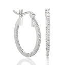 【中古】【未使用・未開封品】14K ホワイトゴールド 1/4-1/2 カラット (H-I カラー、SI2-I1 クラリティ) 天然ダイヤモンド 内側 外側 オーバル フープイヤリング レディース