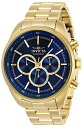【中古】【未使用・未開封品】Invicta Men's Specialty Gold-Tone Steel Bracelet & Case Quartz Blue Dial Analog Watch 29169