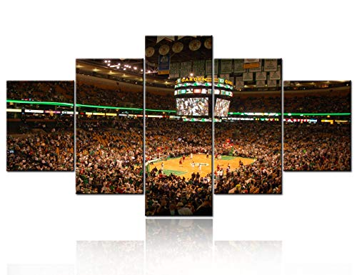 【中古】【未使用 未開封品】ボストンTD バンクノースガーデン アリーナ HDプリント キャンバス地 NBA絵画 モダン写真 5パネルアートワーク リビングルーム用家の装飾 額入