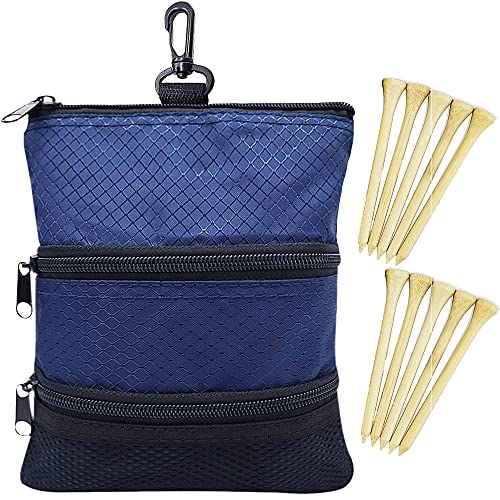 【中古】【未使用・未開封品】Amy Sport ゴルフポーチ バッグ マルチポケットクリップ ジッパーフック バッグに 木製ゴルフティー10個入り バリューセッ...