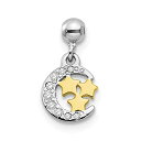 【中古】【未使用・未開封品】Jewels By Lux 925スターリングシルバー ミオメメントロジウム&ゴールドトーン&キュービックジルコニア キュービックジルコニア ムーンチャーム