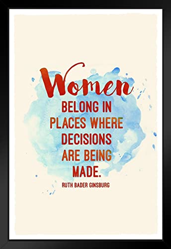 【中古】【未使用・未開封品】Ruth Bader Ginsburg Women Belong Where Decisions are Being Made ブラック木製フレーム付きポスター 14x20インチ