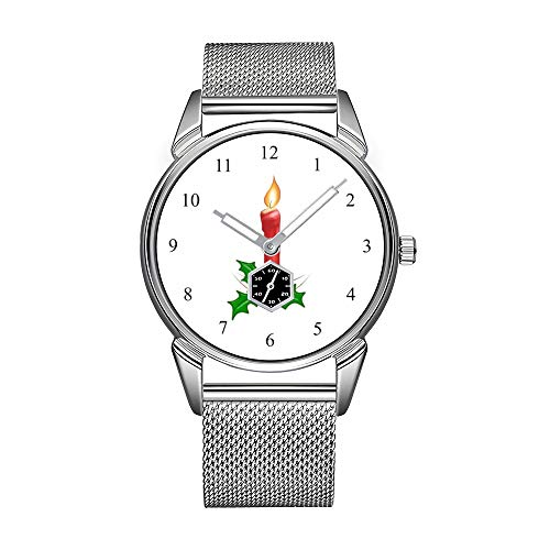 【中古】【未使用・未開封品】ファッションメンズウォッチ シルバーステンレススチール 防水ウォッチ メンズトップブランド ラグジュアリーメンズ時計 クリスマスキャンドルウ